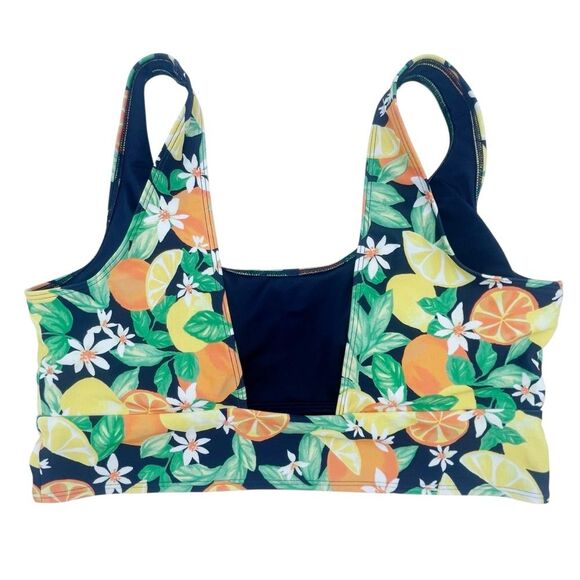 Old Navy Bikini Set Citrus Fruit Print High Waist Bottom Scoop Back Top Size XL - Picture 5 of 15